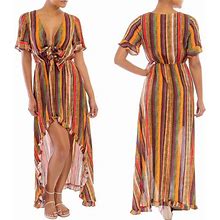 Blair House Boutique Dresses | High Low Flowy Striped Maxi Dress | Color: Brown/Orange | Size: Various