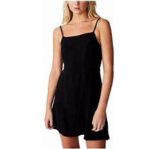 Cotton On Womens Black Smocked Woven Spaghetti Strap Square Neck Mini Fit + Flare Dress M