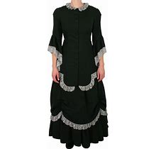 Classic Ladies Black Cotton Dress (Size 3X) | 19th Century | Historical | Vintage | Antique