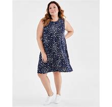 Style & Co Plus Size Printed Sleeveless Flip Flop Dress, Created For Macy's - Shadow Blue - Size 3X