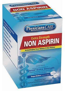 Physicianscare Non-Aspirin Pain Relief: Tablet, 125 X 2, Box/Wrapped Packets, Unflavored, 125 PK [PK/125] Model: 40800G