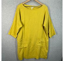 Eileen Fisher Parus Organic Cotton Gauze Pocket Shift Dress Women's Size Large