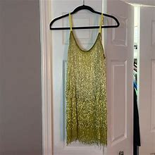 Asos Dresses | Asos Design Petite Embellished Fringed Mini Dress In Yellow | Color: Gold | Size: 2