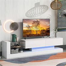 BAMACAR White TV Stand For 80 Inch TV, Long Entertainment Center For 70 75 75+ 80 Inch TV Stand With Storage, White TV Console 80 75+ 75 70 Inch TV