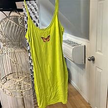 Shein Dresses | Neon Green Butterfly Dress | Color: Green/Yellow | Size: M
