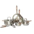Denmark 10-Piece Stainless Steel Cookware Set - Copper Accents