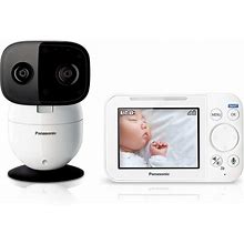 Monitors Baby Monitor With Camera And Audio, 3.5" Color Video Baby Monitor, 1500-Ft Long Range, Secure Connection, 2-Way Talk, Soothing Sounds, Remote Pan, Tilt, Zoom - 1 Camera - KX-HN4101W (White)