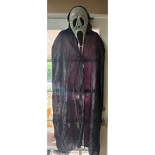 VTG Scream Mask Face Adult One Size White Halloween Costume With Black Cape