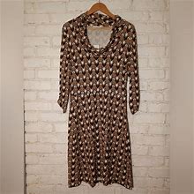Loft Dresses | Ann Taylor Loft Brown Chevron Print Bodycon Dress Size 8 | Color: Brown/White | Size: 8