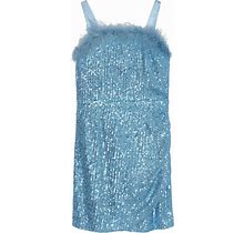 Speechless Kids' Feather Trim Sequin Dress In Periwinkle At Nordstrom Rack, Size 10