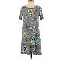 Ann Taylor LOFT Casual Dress - Shift: Gray Floral Dresses - Women's Size X-Small Petite