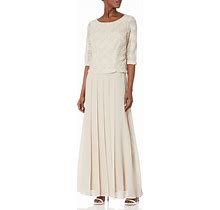 Le Bos Women's Embroidered Pleated Long Dress