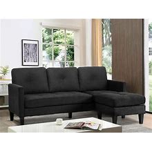 LETATA Convertible Sectional Sofa Couch With Chaise, Black L Shaped Couch Sofa Set With Reversible Ottoman, Modern Small Sectional Couches For