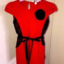 Petit Lem Dresses | Pl Kids Girls Red & Black Lace Dress Size 5 | Color: Black/Red | Size: 5Tg