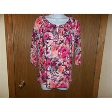 Women's St John's Bay Pink Floral Shirt Size Petite Small Msp $26