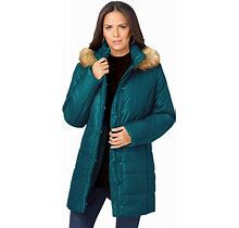 Roaman's Women's Plus Size Classic-Length Quilted Puffer Jacket - 1X, Green