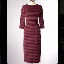 Boden Dresses | Boden Red Stripe Below Knee Pencil Dress Wh507 | Color: Red | Size: 2