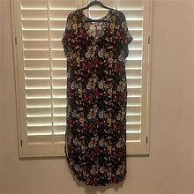 Love Kuza Dresses | Floral Love Kuza Patterned Maxi Dress | Color: Black | Size: L