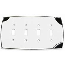Salo Art Design Techno 4-Gang Toggle Light Switch Wall Plate - GLOBAL In White | Size 5.4375 H X 9.1875 W X 0.3125 D In | P000500049_372224687