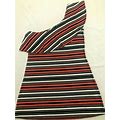 Love Fire Dress Womens Size Large Coral White And Black One Shoulder Knit NWT