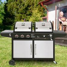 Royal Gourmet Cabinet Gas Charcoal Grill 3-Burner Dual Fuel Outdoor