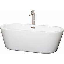 Wyndham Collection WCOBT100367ATP11 Mermaid 67" Free Standing Acrylic Soaking Tub With Center Drain Drain Assembly And Overflow - Includes Floor