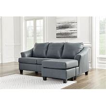 Signature Design By Ashley Genoa Modern Leather Sectional Sofa Couch With Chaise Lounge, Blue
