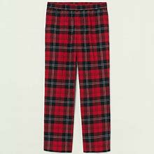 Simone Rocha X H&M Loose Fit Cotton Trousers Pants In Red Black Tartan