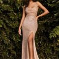 Cinderella Dresses | Rose Gold Color Open Back Prom Party Evening Maxi Sequin Cowl Fitted Gow Cf199 | Color: Gold/Pink | Size: Various