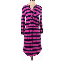 Lilly Pulitzer Casual Dress V Neck 3/4 Sleeves: Purple Print Dresses - Women's Size X-Small