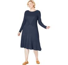Plus Size Women's Rib Knit Sweater Dress By Woman Within In Navy (Size 26/28)