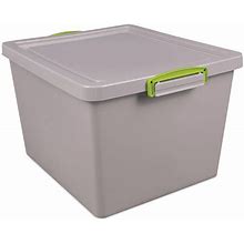 Really Useful Box 33.5-RECY-GREY Latch Lid Storage Tote, 35.4 Qt, 14.