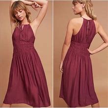 Moulinette Soeurs Dresses | Anthropologie Moulinette Soeurs Plum Smocked Halter Midi Dress Nwt Size 0 | Color: Tan/Brown | Size: 0