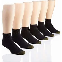 Gold Toe Men's 656P Cotton Quarter Athletic Socks, 6 Pack, Black, Shoe Size: 12-16