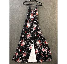 II ININ Women's Deep V-Neck Casual Dress Summer Backless Floral Print Size L NWT