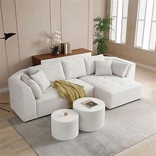 116" Modular Sectional L-Shaped Couch, Corner Sectional Couch With Right-Facing Chaise Lounge And And Deep Seat, Large Fabric Comfy Couch For Living