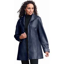 Roaman's Women's Plus Size A-Line Leather Jacket