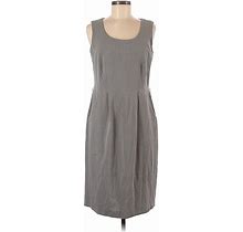 Danny & Nicole Casual Dress - Sheath Scoop Neck Sleeveless: Gray Print Dresses - Women's Size 8