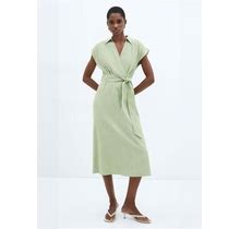 MANGO - Belt Wrap Dress Green Apple - 6 - Women