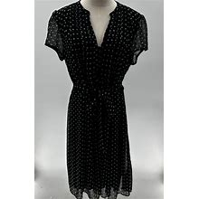Msk Dresses | Msk Black/White Polkadot Short Sleeve Vneck Lined Belted Flowy Dress-16 | Color: Black/White | Size: 16