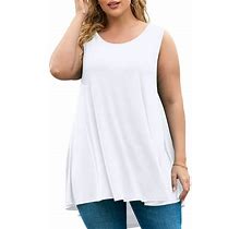 Larace Plus Size Tank Tops For Women Sleevelss Tunic Casual Summer Clothes Swing Shirts For Jeans(White 2X)