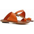 Cydwoq Leather Thong Sandals In Tangerine Size 38