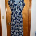 As U Wish Dresses | Navy Maxi Dress With Floral Print | Color: Blue | Size: L