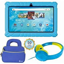 Contixo 7 Inch Kids Learning Tablet Bundle - 32GB Storage Bluetooth Dual Cameras Parental Control Kids Headphone & Tablet Bag - Blue TC-V82-KB-TB1-BLU