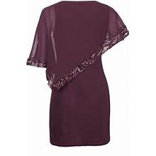 Huaai Plus Size Dress Women Plus Size Cold Shoulder Overlay Asymmetric Chiffon Strapless Sequins Dress Summer Dresses For Women 2023 L