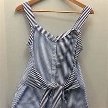 W118 By Walter Baker Dresses | Tie-Front Striped Cotton-Blend Mini Shirt Dress | Color: Blue/White | Size: M
