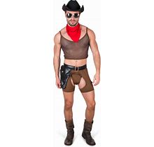 Men's Sexy Cowboy Costume | Adult | Mens | Black/Brown | S | Karnival Costumes
