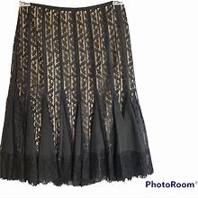 Loft Skirts | Ann Taylor Loft Black Lace A Line Flared Skirt Gwomens 4P Petites Lined | Color: Black | Size: 4P
