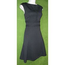 London Times Navy Blue Textured Knit A-Line Empire Work Social Dress 14 $109