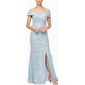 Alex Evenings Women's Off The Shoulder Fit And Flare Dress-Lace And Sequined Elegance For Mother Of The Bride Or Groom